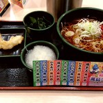 ゆで太郎 - 朝そば（おろし）　温そば、かき揚げ→ワカメに変更 330円 + 海老天（無料クーポン利用）