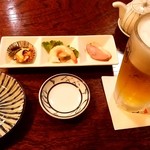 凡蔵 - 凡蔵＠銚子　お通しと生ビール