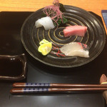 かま田 - 向付 イカ トロ シマアジ