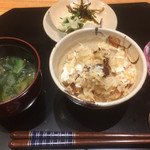 かま田 - 〆は鯛ご飯とみそ汁と香の物