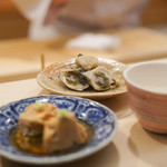 日本橋蛎殻町 すぎた - アンキモと牡蠣の味噌漬け