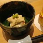 和海味処 いっぷく - お通し　生湯葉とまつも豆腐？