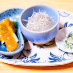 活鰻の店 つぐみ庵 - わけぎぬた、じゃこおろし、わさび漬け