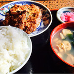 Matsunoya - 日替わり定食(山芋と野菜のさつま揚げとたくさんのベビーホタテとアサリのはっと汁)540円