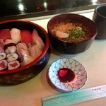 Aimasa Sushi - 寿司定食一人半(うどん又はそば付き) 1,200円