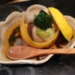 もちづき - 白子、牡蠣、湯葉、銀杏、椎茸、鮑、べっこう飴掛け