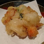 もちづき - 車海老、ユリ根、三葉のかき揚げ