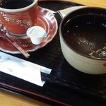 葛と鯖寿しの店 まる志ん - デザートの葛ぜんざいとコーヒーです。