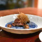 松川 - むかごとかもに長ネギの揚げを乗せて