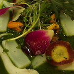 ロベルトカレラ - ムール貝とアオリイカの石窯焼き・春菊のソース