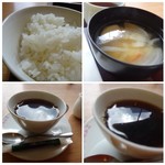 カフェ ハルキ - ◆ご飯は普通。 ◆お味噌汁には「大根」と「人参」入り。◆珈琲（108円）