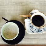 Miyabi - コーヒーと黒ごまのプリン 黒ごまのプリンは二層で、ごまの風味をころさないようにと。