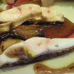 ラ・リューン - Menu B 1575円 のコショウダイのポアレ 牛蒡のソース 紫芋のピューレ