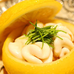 銀座 しのはら - 羅臼の白子、柚子釜飯蒸し