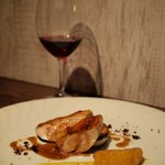 ル トレトゥール K - "温前菜：仏産パンタード胸肉のポワレ　伊予柑と蕗の薹"