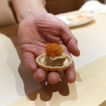 銀座 しのはら - フォアグラ最中とあんぽ柿