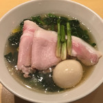 饗 くろ喜 - 寒〆ほうれん草のとろみそば 〜佐渡島黒豚ロース叉焼〜（1,500円）※季節の限定 2017.2