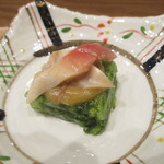 小料理 すず乃 - 北寄貝と菜の花のゼリー寄せ