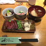 Rikyuu - 2017年2月。牛たんづくし定食のスタート。ロースト、カツ、マリネ、角煮。