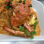 渡り蟹のトマトクリームパスタ