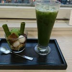 茶の環 - ミニパフェ（583円）＆グリーンティー（410円）