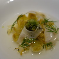 Restaurant Re: - 蕗の薹のフリット　鮑、蛤の出汁