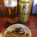 麺処ほん田 - ＊エビスビール＠350円（税込）おつまみサービス