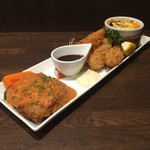 Kitchen Nakashima - Aセット(ハンバーグ、白身フライ、カキフライ、ナスのミートグラタン)