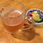 Hirano - 生ビールとお通しのタコのぬた