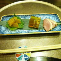 かねまん - 前菜（子持ち昆布・ふぐ煮こごり・鴨薫製）