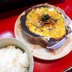 Masunosuke - ほたて貝焼（￥594）。帆立貝と焼干・味噌・薬味の玉子とじ。旨味が詰まった、津軽のご馳走だ