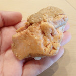 初音鮨 - アンキモはきれいなモザイク模様。あみえびをたくさん食べてるとそうなるんですって～♡