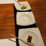 茅乃舎 - スープと鍋の薬味3種　柚子胡椒　天草の塩　生七味