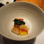 茅乃舎 - 貝柱寄せと冬野菜炊き合わせ