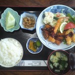 お食事処 一休 - 今日のランチ・ミックスフライ定食(800円)(2017/02/07)