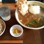 ろっか - とり玉天カレーうどん大盛り＆鶏ゴボウご飯