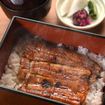 Popular Edo-grilled eel in a large and Small dish with soup and kimono
