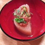 夜ノ焼魚 ちょーちょむすび - お通しの青森おでん