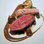 レフェルヴェソンス - 囲炉裏の暖～七谷鴨を薪で、ソース・アバ、ホタテと焼き海苔のジュ、椎茸、縮みほうれん草