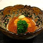 まき村 - くみ上げ湯葉　出汁のジュレ　雲丹　山葵のムース　菜の花