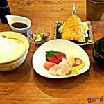 魚眞 - お刺身定食（アジフライ付）1,100円