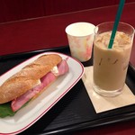 カフェ ベローチェ - カマンベール ハムサンド&アイスカフェオーレ