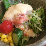 北海料理と旬の味 のむら - 蟹サラダ、此れも蟹の量減らしたでしょ？
      3500円から3000円に、したから仕方ないか…