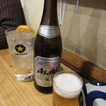 立ち呑みのさのや - ゆずチューハイ＆瓶ビール