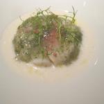 ル・ヴァンキャトル - ホッキ貝＋本ミル貝＋ツブ貝のジュレ　ブロッコリーのスープ仕立て