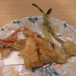 旬菜 おぐら家 - 足赤海老の天婦羅