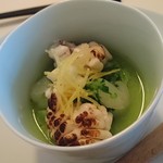 Restaurant MiYa－Vie - パセリとにんにくのフラン、真ダチ、蕪と日向夏.