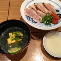 名古屋コーチン 鳥しげ - 鳥しげ・鶏スープと胸肉のたたき