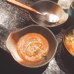 定食あさひ - あさひカレー　とんかつのせ（1250円）※ごはん大盛にしてルーがのらなかったので別盛り分ｗ【平成29年2月17日撮影】