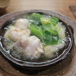 なる屋 - 29年2月　天然トラフグのアラと白子、鷹峯葱の鍋